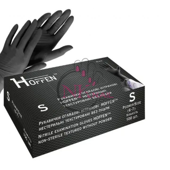 Перчатки Hoffen черные, размер S 50 пар